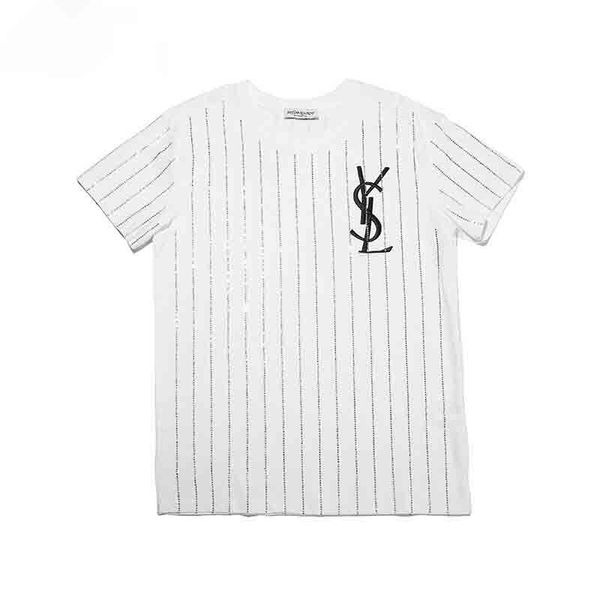 

2020 new spring and summer new high grade cotton printing short sleeve round neck panel t-shirt size color: black white, White;black