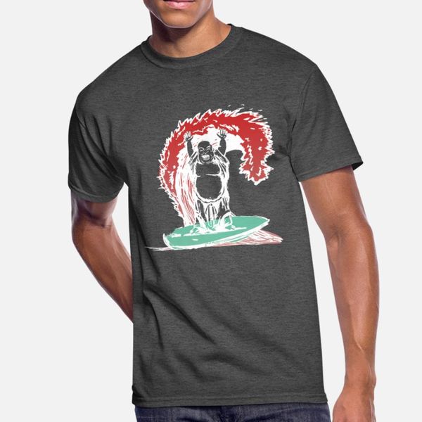 

buddha on the surfboard and red wave on surfing t shirt men printing short sleeve crew neck original fit basic spring autumn novelty shirt