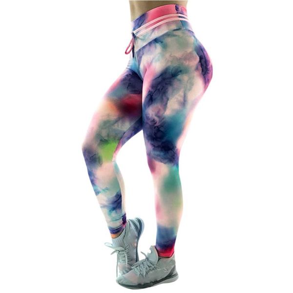 

35#women casual workout leggings fitness pleated sports running yoga athletic pants femme printed yoga pants, White;red