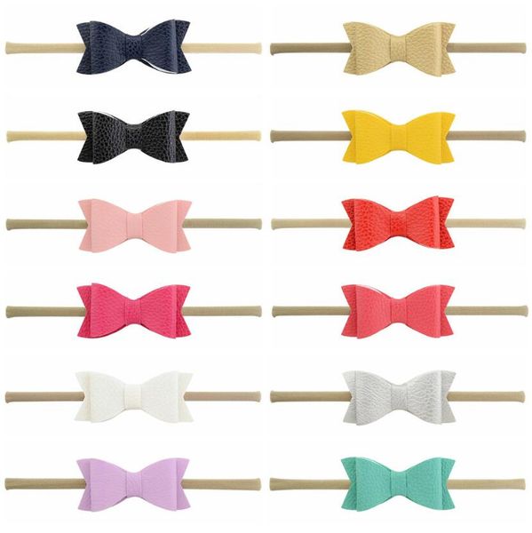 

epecket dhl pu leather felt fabric bow with nylon headband datg065 hair jewelry headbands, Silver