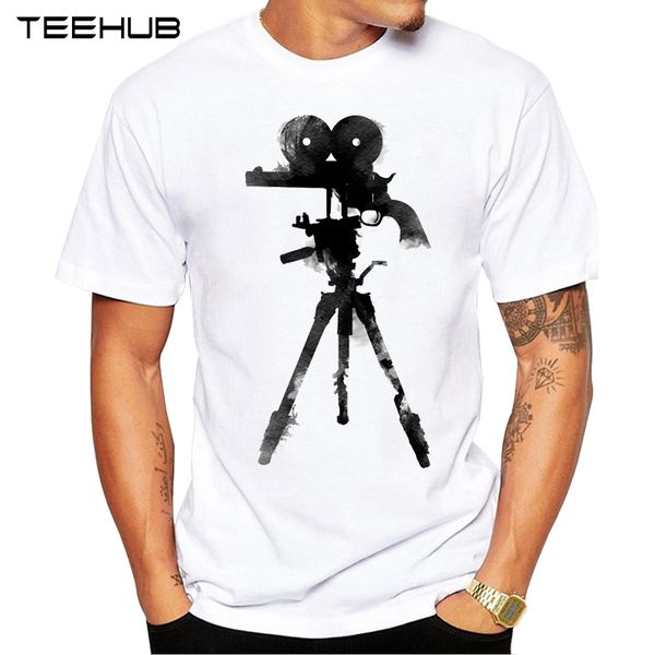 

2019 teehub men's fashion shoot camera printed short sleeve t-shirt hipster o-neck design cool desgin tee