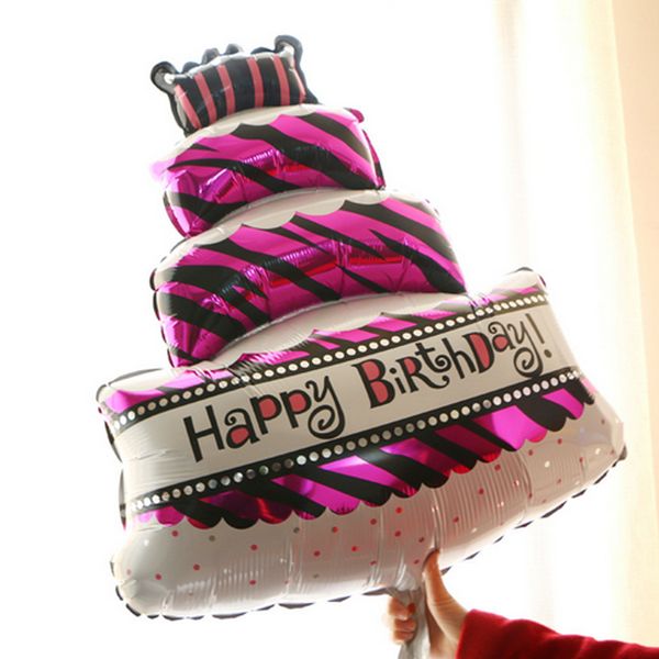 

happy birthday cake aluminum foil helium balloons party decoration