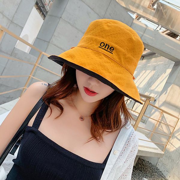 

letter one sun hat summer women double-sided foldable cotton linen sun beach hats big wide brim sunscreen female bucket hat, Blue;gray