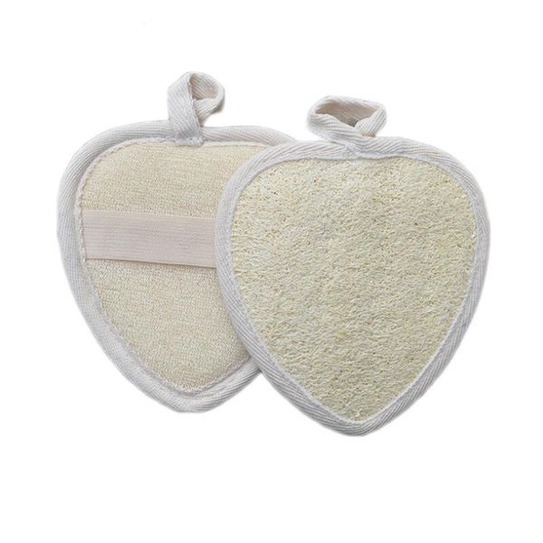 DHL 14x13cm Forma de coração Natural Loofah Pad Back Pads Boofah Sponge Bath Chuveiro Body Exfoliator Scrubber Pads Banheiro