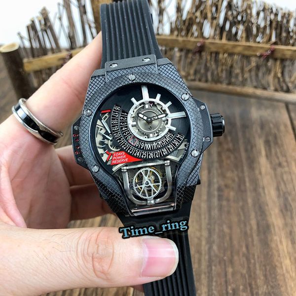 

edition 909.nx.1120.rx.1704 skeleton flywheel dial black steel case japan nh automatic movement mens watch rubber strap luxry watches, Slivery;brown