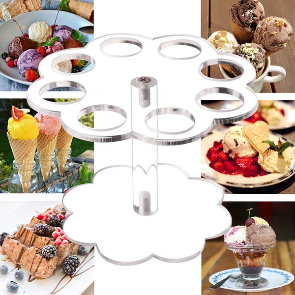 

8 holes reusable detachable transparent acrylic ice cream cone holder party diy