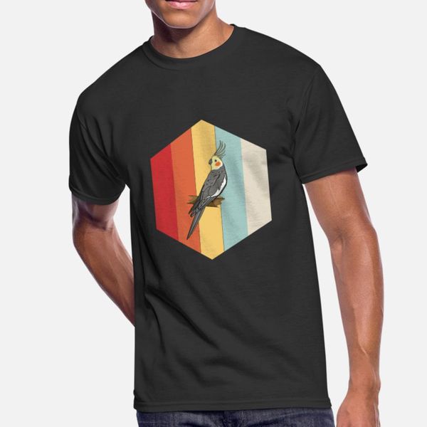 

retro cockatiel t shirt men design short sleeve plus size 3xl homme graphic funny spring family shirt