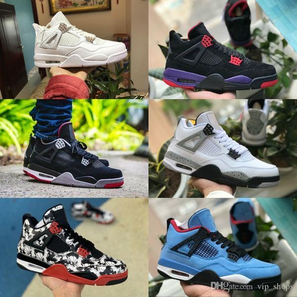 

2019 new 4s pure money motorsport black infrared nrg raptors basketball shoes black white cement graffiti cactus mens 4 bred retro sneak ujj