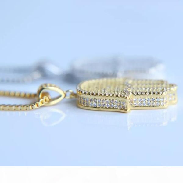 

new hip hop bling box chain 24" women men couple gold silver color iced out hamsa hand pendant necklace with cz