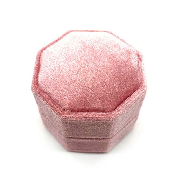 

velvet single ring box octagon wedding ceremony ring box with detachable lid n0he, Pink;blue