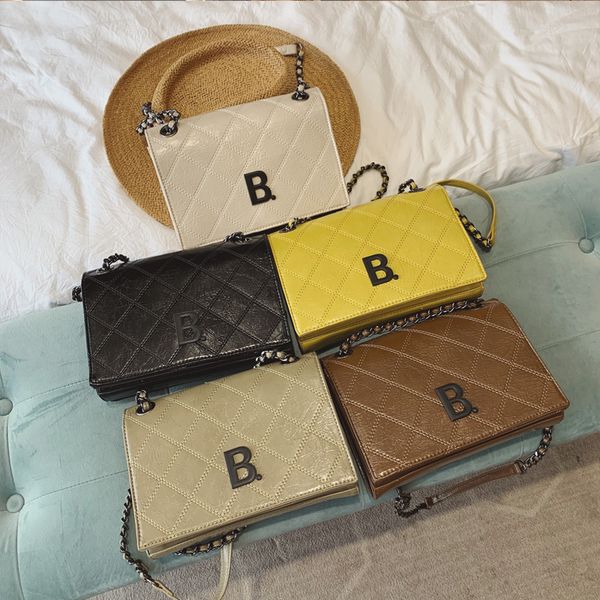 

fashion vintage female square bag 2020 new quality saddle bag women's designer handbag rivet lock chain shoulder messenger bags