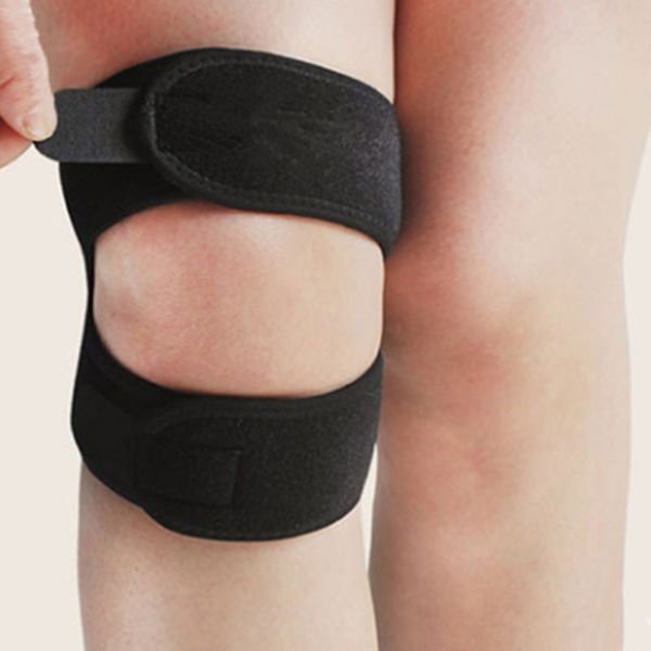 

new 1pcs pressurized knee wrap sleeve pad elastic braces knee hole kneepad safety basketball tennis cycling, Black;gray