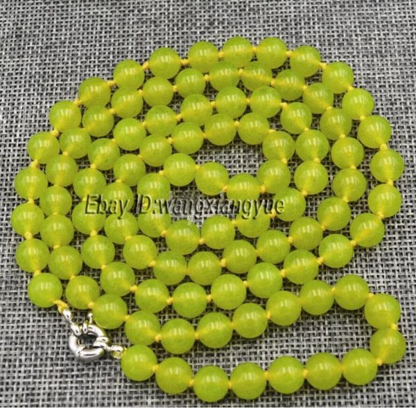 

long 17" 33" 48" 8mm green peridot gemstones round beads necklace, Silver