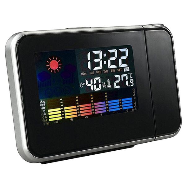 

new modern projection digital weather snooze clock led backlight color display fashion ornament calendar 12 or 24 hour 19oct29