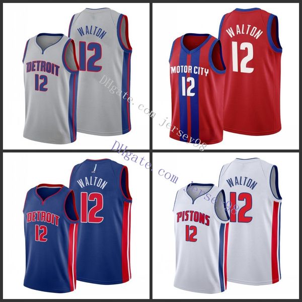 

detroit pistons menh 25 derrick rose 12 derrick walton red nba men basketball jersey, Black