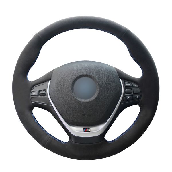 

hand-stitched diy black suede leather car steering wheel cover for bmw f20 2012-2018 f45 2014-2018 f30 f31 f34 2013-2017 f32