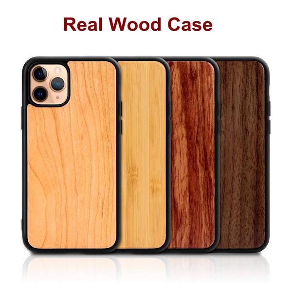 

cgjxsfor iphone 11 pro max x xs xr max wood case real bamboo wooden cases back cover with tpu shock -proof