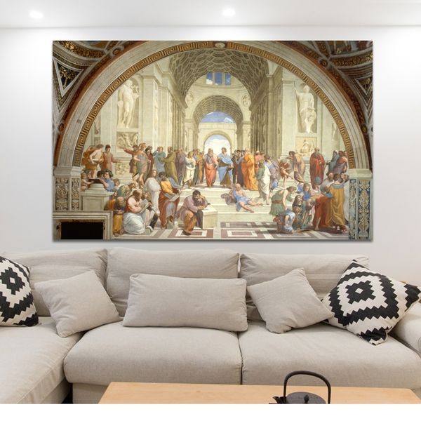 

famous painting art school of athens by raphael canvas painting poster and print wall art pictures cuadros for living room decor