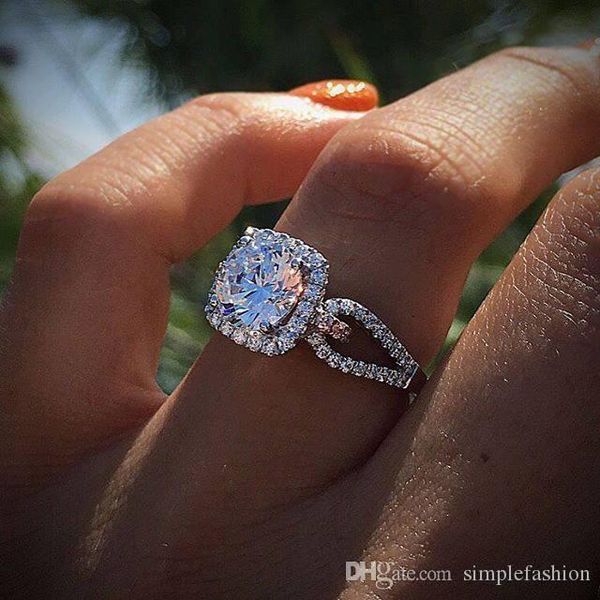 

cute female diamond cz ring fashion 925 silver wedding jewelry promise engagement rings for women 2019 new year gifts, Slivery;golden