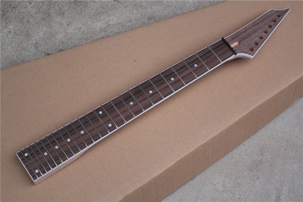 Fabrika özel elektrik gitar boyun kiti (parçalar) 7 dizeleri, beyaz ciltleme, gülağacı klavye, 24 perde, özelleştirilmiş teklif