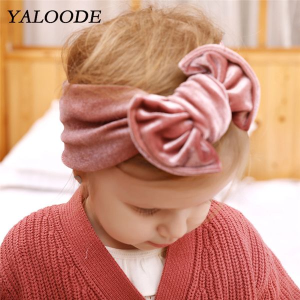 

yaloode baby headbands velvet big bow newborn baby turban headband kids boy girl hair accessories gifts for 3-36 month, Slivery;white