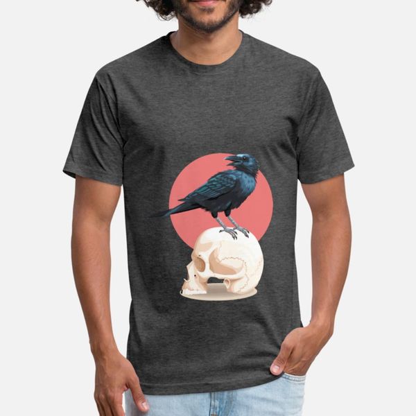 

ворон на черепе тенниски мужчина дизайнер 100% хлопок crew neck ьотта f смешной повседневная весна семьи рубашка