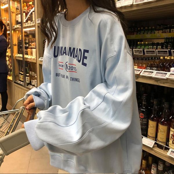 

autumn sweatshirt femme 2020 korean style ulzzang harajuku thin loose sweatshirts women casual long sleeve pullover hoodies, Black