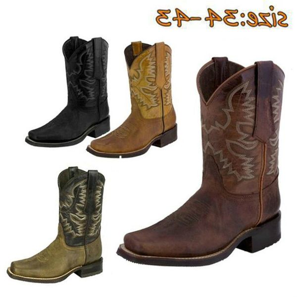 

women mid-calf boots chaussure booties heels vintage pu leather gladiator plus size matin shoes woman zapatos mujer sapato d1610, Black