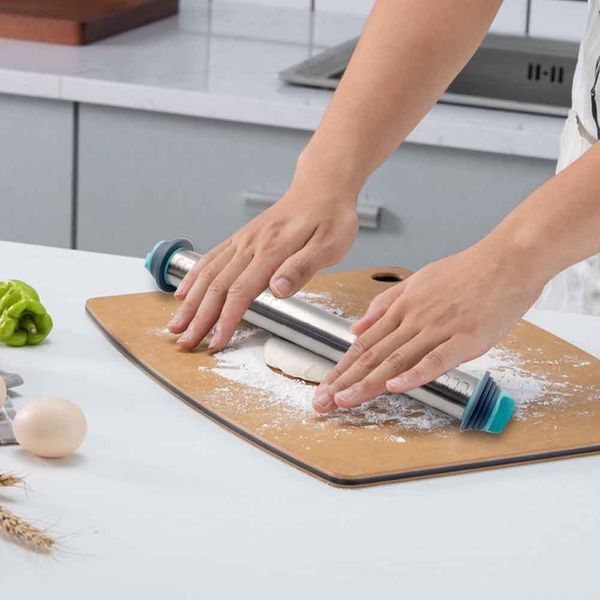

adjustable gaskets stainless steel rolling pin with scale fondant cake kitchen
