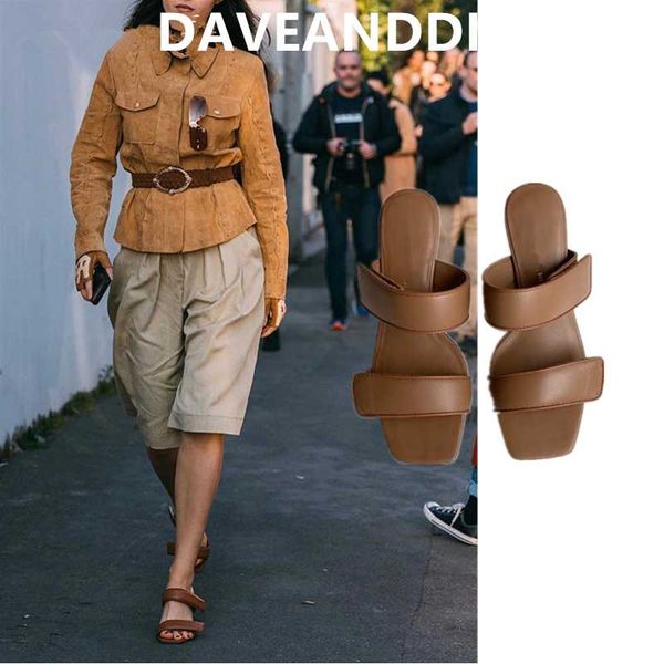 

dave&di summer runway ins fashion blogger shoes woman england vintage 100% genuine leather soft mules high heels sandals women, Black