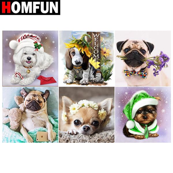 

homfun full square/round drill 5d diy diamond painting "dog flower cute" 3d embroidery cross stitch 5d home decor gift