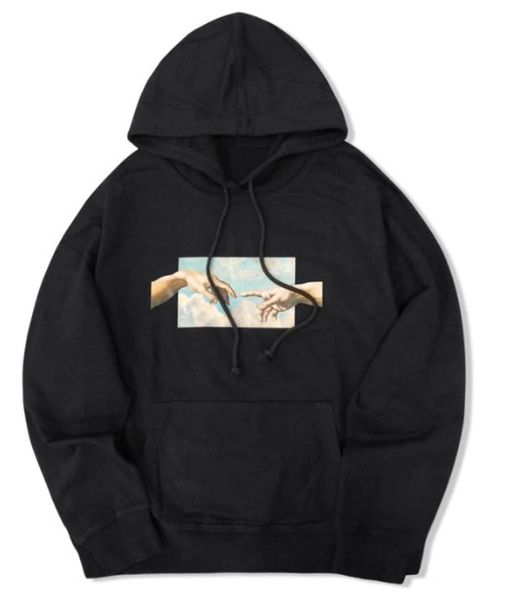 

helping hands graphic front pocket lounge hoodie for men women ig fashion casual hooded pullover 20fw sweatshirt high quatily size m-2xl, Black