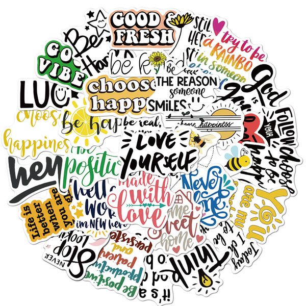 

50pcs motivational quote inspirational sayings stickers pack non-random car bike luggage sticker lapskateboard motor water bottle decal