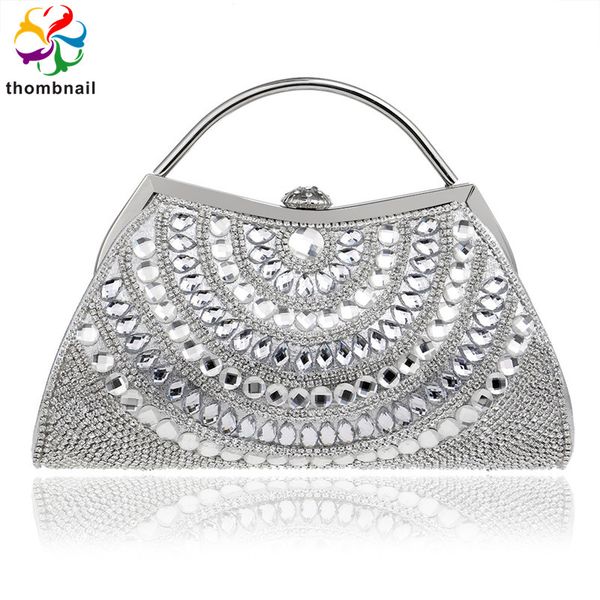 

silver color handbag bling purse women party night club evening clutch bag luxury diamond