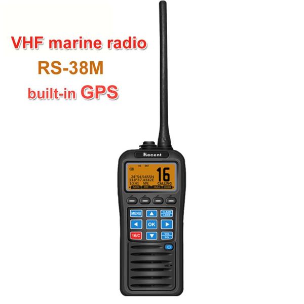 

walkie talkie with gps vhf marine radio rs-38m ip67 waterproof float tri-watch 156.025-157.425mhz transceiver two way