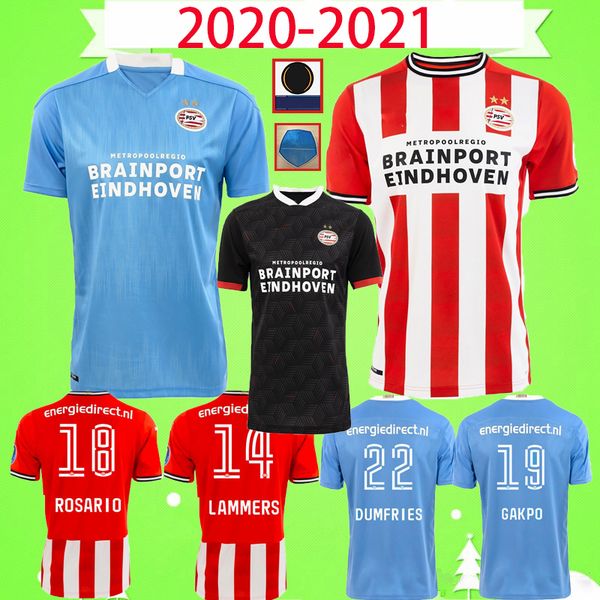 

psv eindhoven 20 21 soccer jerseys 2020 2021 malen camisa de futebol ihattaren dumfries gakpo bruma lammers mens football shirt kids kit, Black;yellow