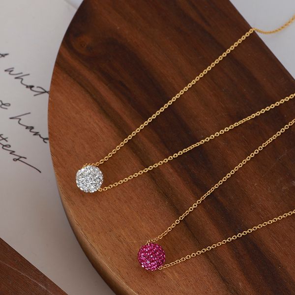 

european and american jewelry fashion simple transfer ball inlaid shining stars lucky luxury chain woman necklace, Silver