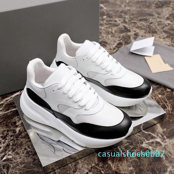 

luxury women shoe men leather sneaker platform shoes oversized runner tripler designer outdoor sneaker low espadrilles white golden c27, Black