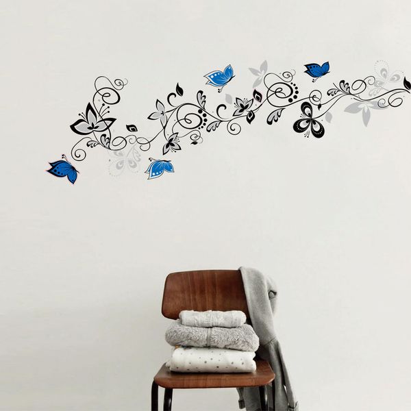 

flower vine pvc bedroom removable waterproof wall sticker butterfly decorative