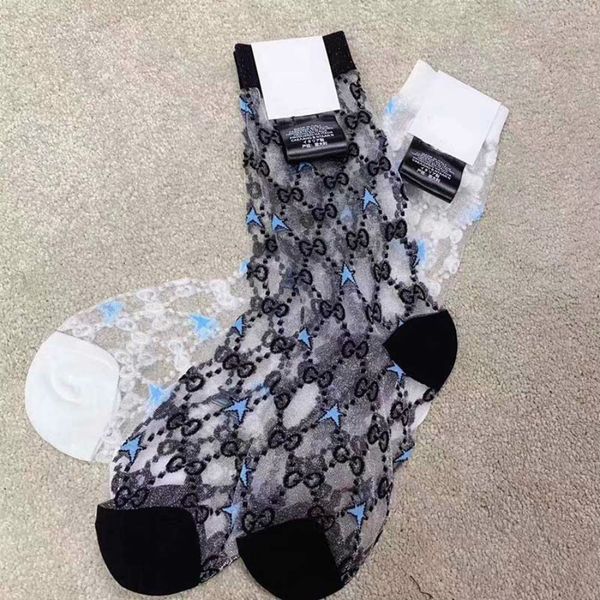 

women socks 2020 new arrival stylish breathable socks designer trend fashion women hose 2-colorer selected, Black;white