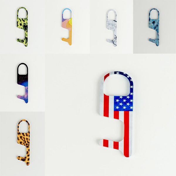 

key chain acrylic non-contact door opener touch key hook door handle key elevator tool 18 style party favor dhc1012