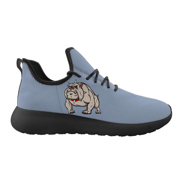 

custom bulldogs image printing sneakers couple outdoor sport comfortable breathable summer mesh weaving zapatos de mujer, Black