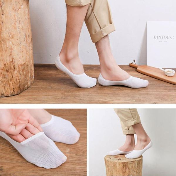 

new design autumn summer 5 pairs breathable ice silk socks mens fashion cotton ice silk soft non-slip thin sports thin socks, Black