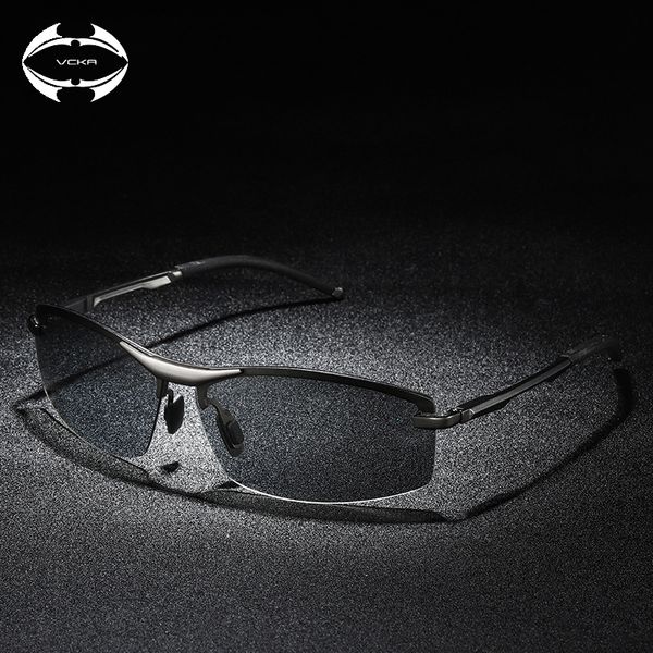 

vcka pchromic sunglasses men polarized aluminum chameleon glasses driving shades sun glasses male oculos gafas lentes, White;black