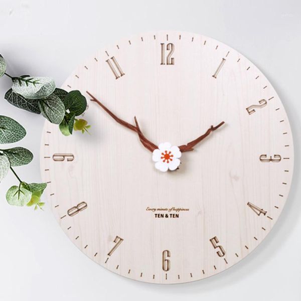

wall clocks creative quartz clock living room silent digital wood nordic design wandklok hout watches home decor 60c0651