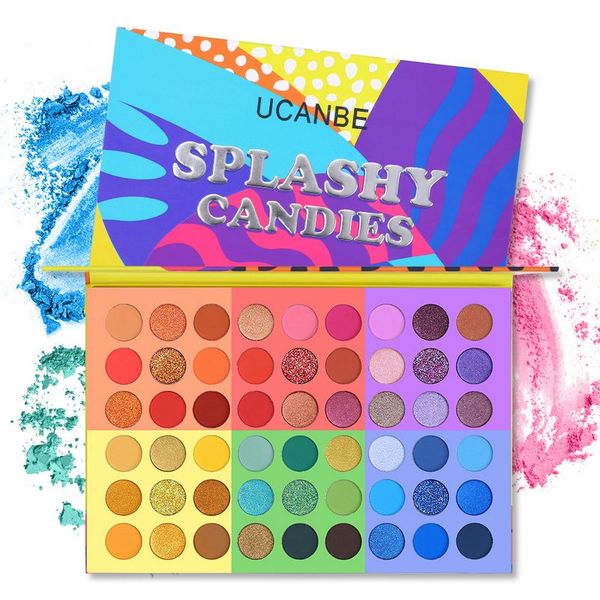 

ucanbe 6 in 1 splashy candies 54 colors eye shadow palette vivid summer look eyes makeup glitter shimmer matte eye shadow powder