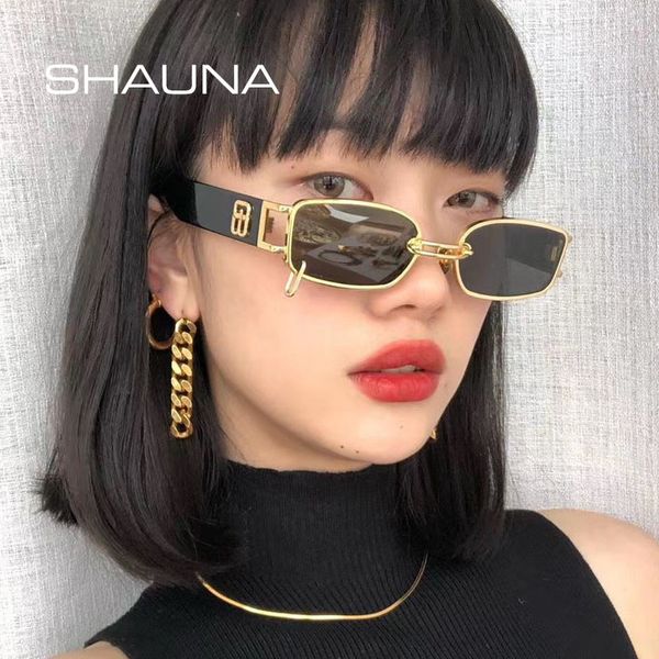 

shauna unique iron hoop punk sunglasses brand designer retro rectangle shades uv400, White;black