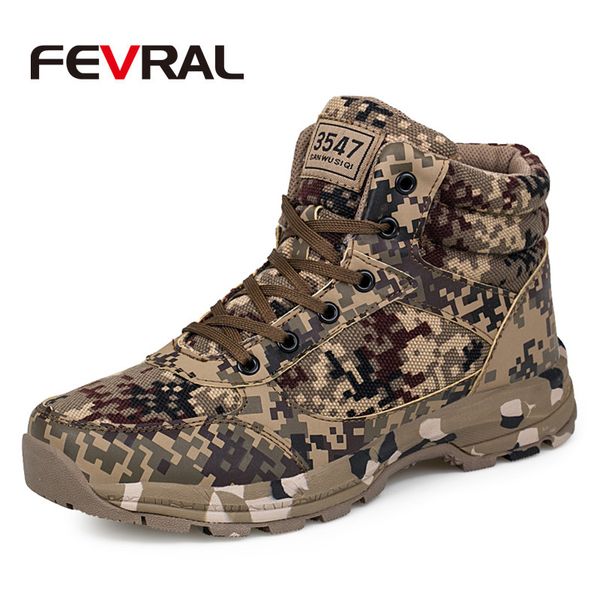 

fevral men army загрузочные 2020 winter высокое качество камуфляж tactical combat desert ботильоны теплый снег сапоги мужская обувь, Black