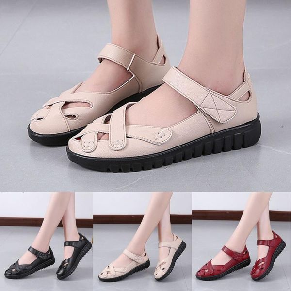 

2020 new women wedge bottom soft bottom non-slip hollow mother shoes sandals style roman sandals mujer sandalias ladies sandal, Black