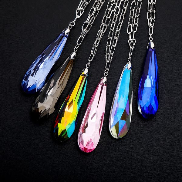 

multiple colourluxury water drops pendant necklace big cz stone fashion necklace women's hip hop jewelry gifts drop shipping, Silver